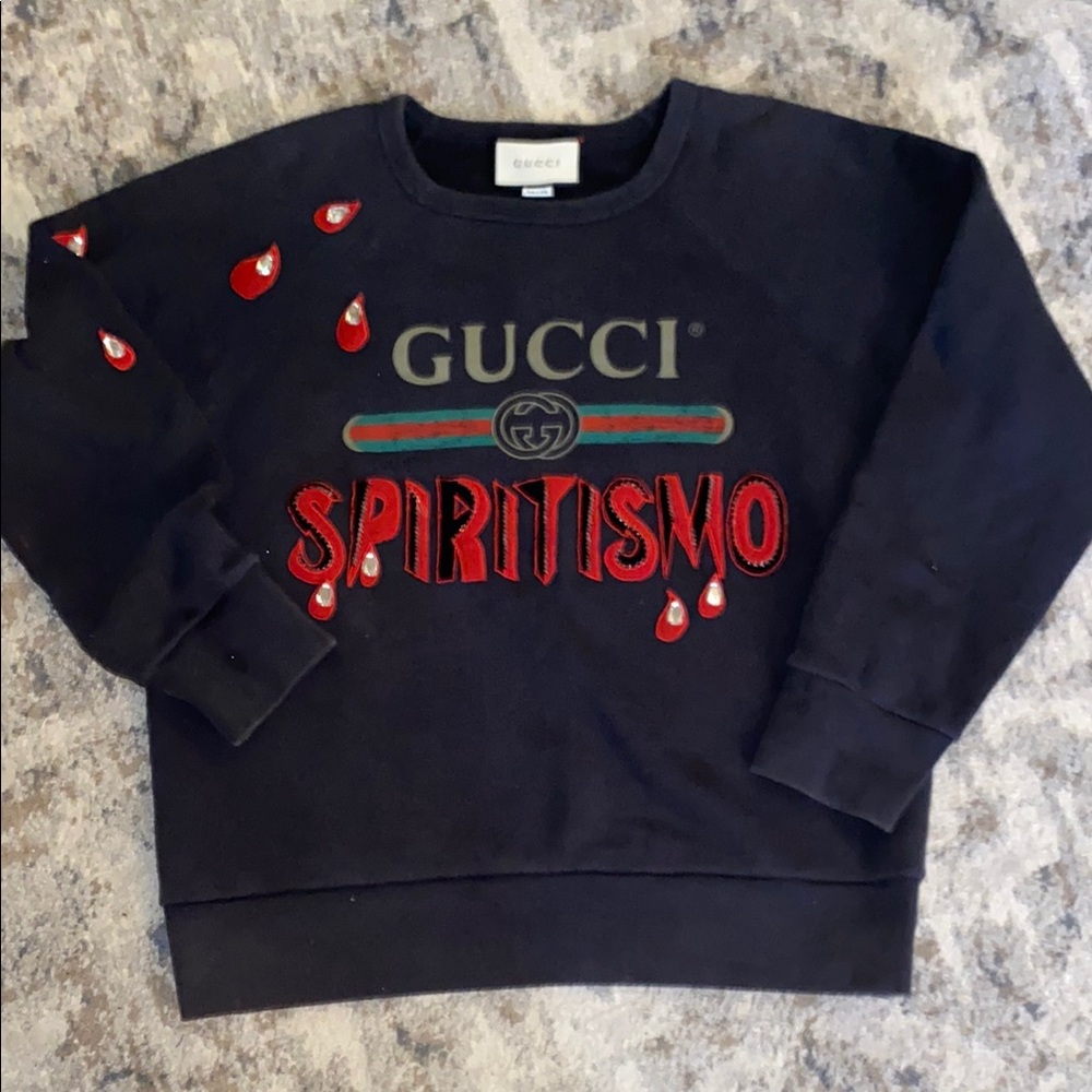 Gucci Black Sweatshirt with Red and Green Spiritismo Design EUC